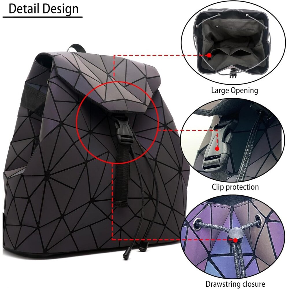 Geometric Pattern Iridescent Backpack With Adjust… - image 3